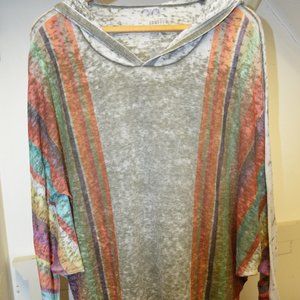 GO COUTURE Striped Light Waffle Hoodie Sz XL